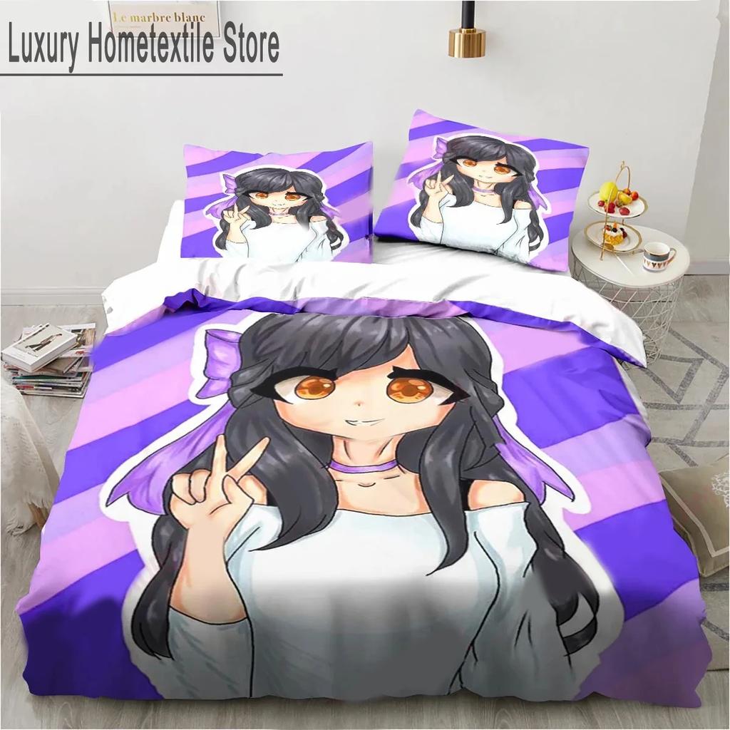 Cartoon Game Cute Aphmau With Wings Bedding Set Boys Girls Twin Queen King Size Duvet Cover Pillowcase Bed Boys Adult