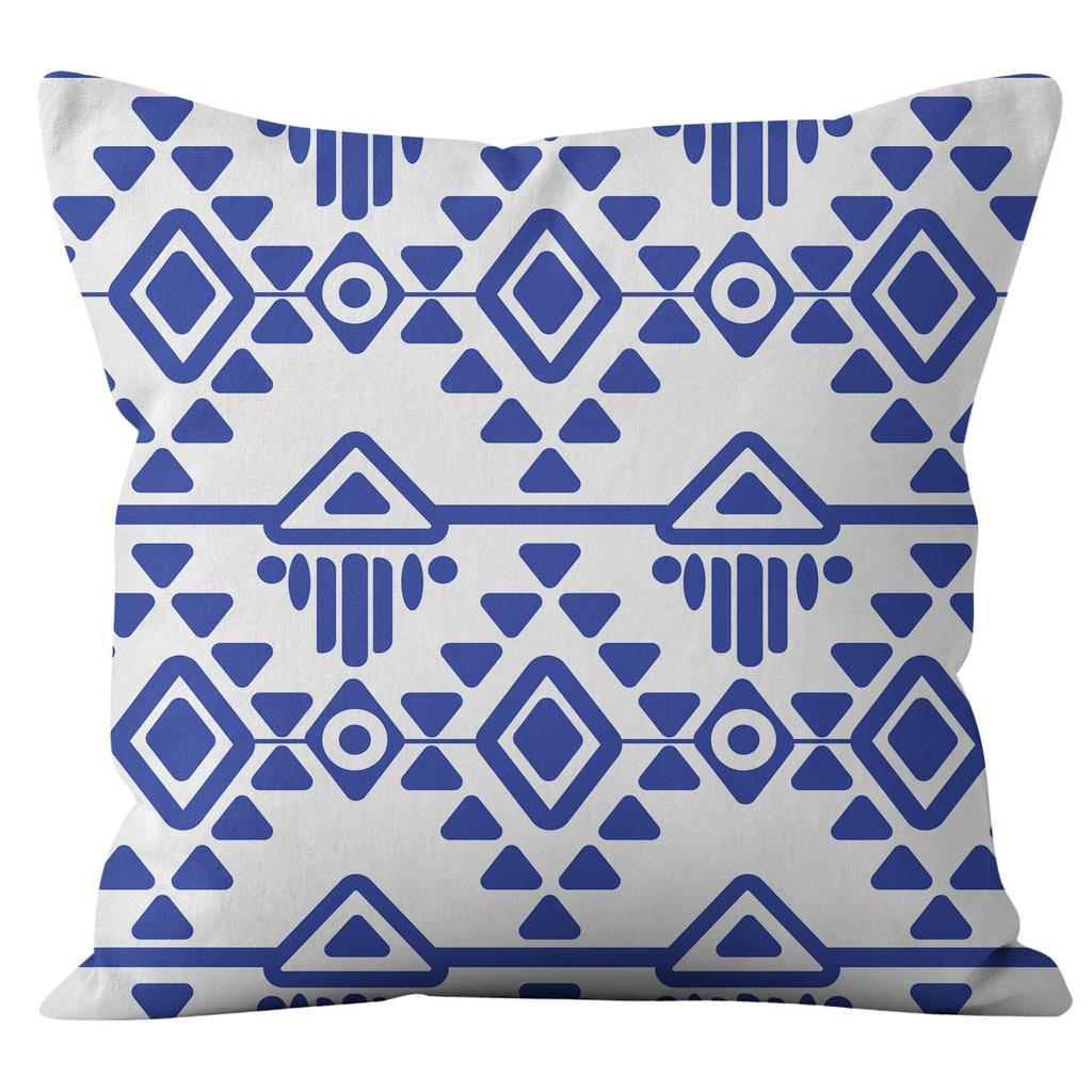 Nordic Style Blue and White Geometric High-end Pattern Pillow Cover Simple and Fashionable Home Sofa Cushion Cover Pillow Cover