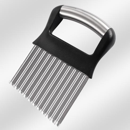 Sharp Blade Vertical Force Potato Cutter Easy to Clean Cut Wavy Potato Chips Stainless Steel Ergonomic Handle Crinkle Slicer for Burger Shop