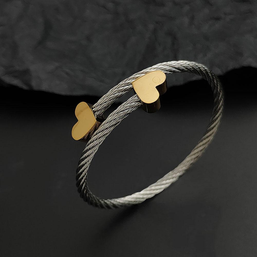 Creative Steel Wire Button Pattern Love Gold-plated Stainless Steel Women's Bracelet, Waterproof and Rust-free, Couple Bracelet