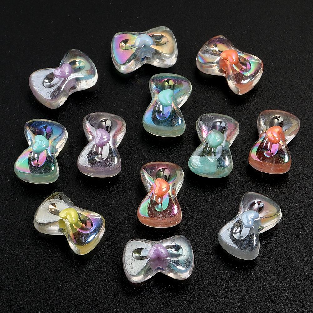 50pcs 10x16mm Acrylic Heart Bow Beads Mixed Color Loose Beads For DIY Jewelry Making Bracelets Necklace Key Phone Chain
