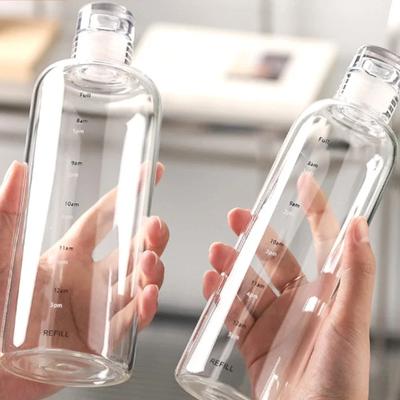 Large Capacity Transparent Glass Water Bottle with Time Marker Leakproof Portable Outdoor Sports Juice Cups Drink Bottles Gifts