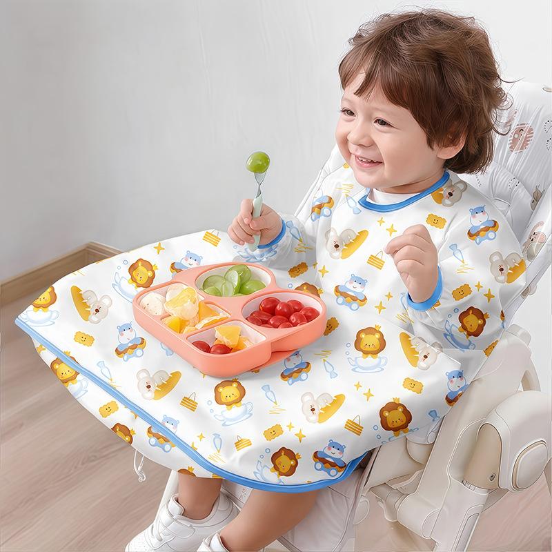 Integrated dining chair cover baby eating bib, waterproof and oil filled children's food apron self-centered and dirt proof tool