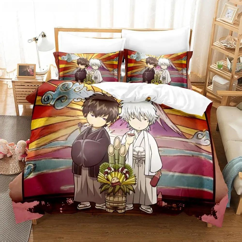 Brand New Gintama Bed Linen Collection Bed Cover Pillowcases For Adult Kids Twin Size Size Double Size Full Queen Dimension King Dimension Kids Teens
