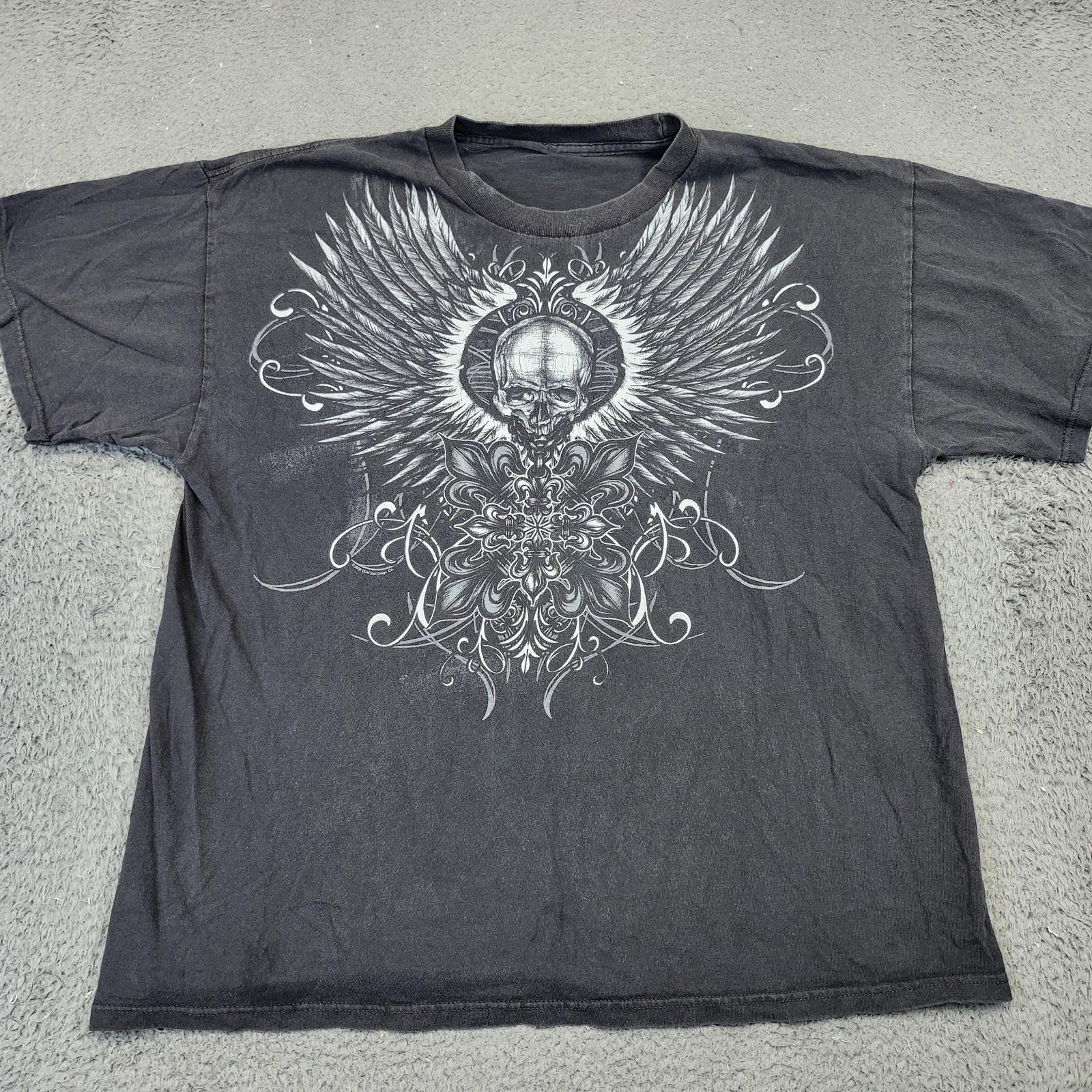 Winged Skull Graphic Shirt Mens Extra Large Black Gothic Tattoo Biker Streetwear Unisex T-Shirt XXXXL