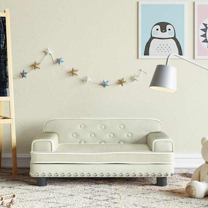 VidaXL Canapé pour enfants crème 70x45x30 cm velours 3196299