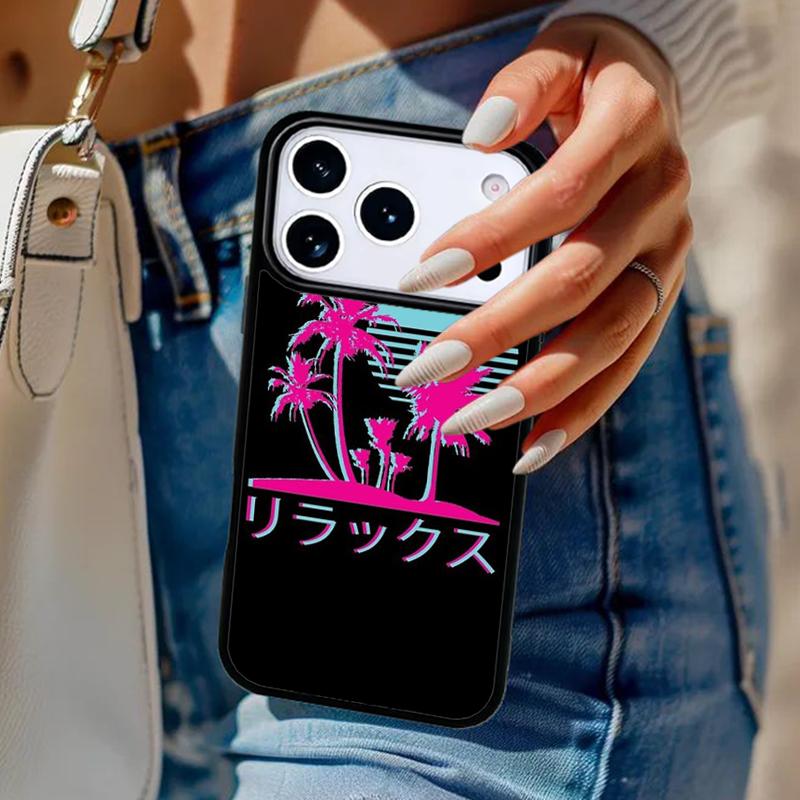 Neon Vaporwave Art Phone Case For iPhone 17 Air 14 15 13 12 Max Cover For Apple 16e 11 Pro Max Plus Coque