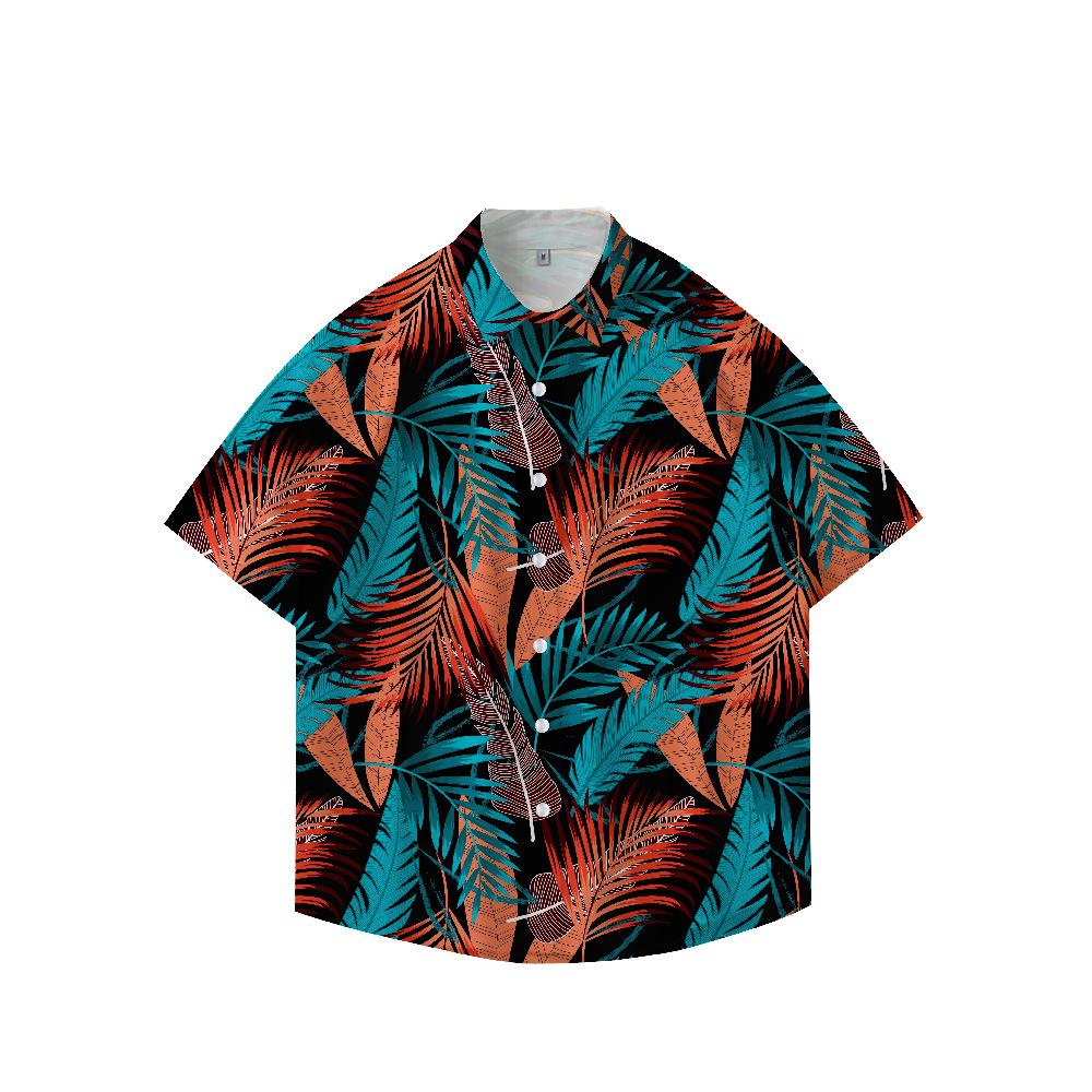 Summer 3D Printed Short Sleeve Flower Shirt Men'S Vintage Hawaiian Beach Casual Loose Men'S Large Size Shirt