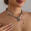 Dark Less Special-shaped Glass Pendant, Fringed Necklace, Beaded Necklace