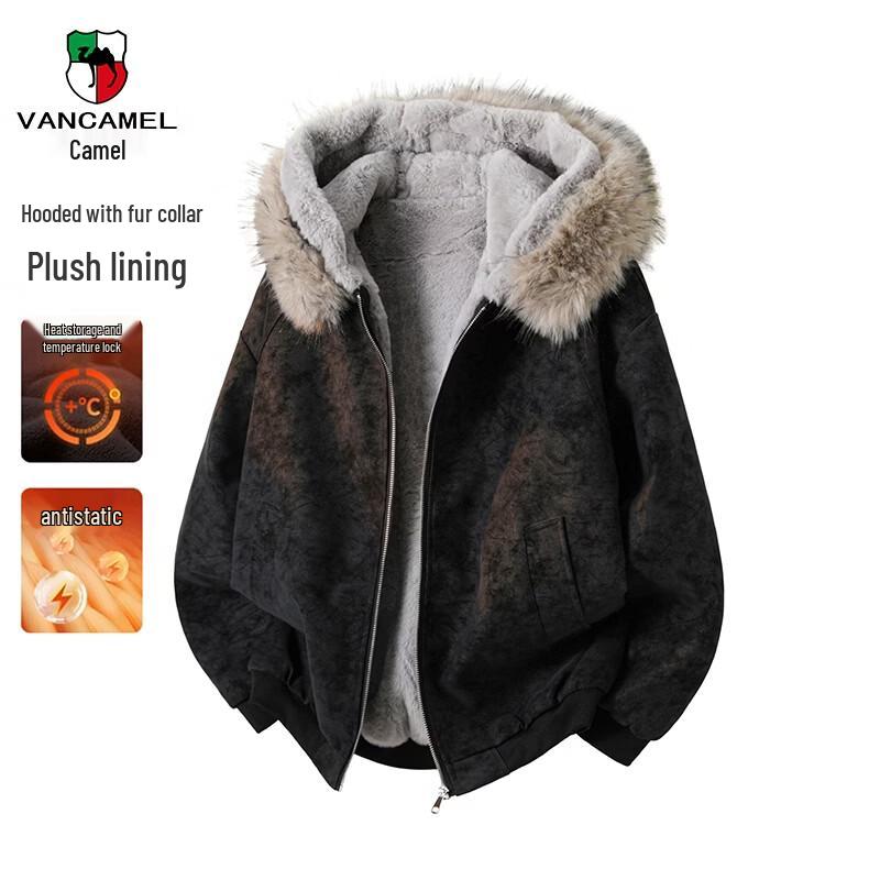 

VANCAMEL Men s Winter Detachable Faux Fur Collar Hooded Parka 3XL