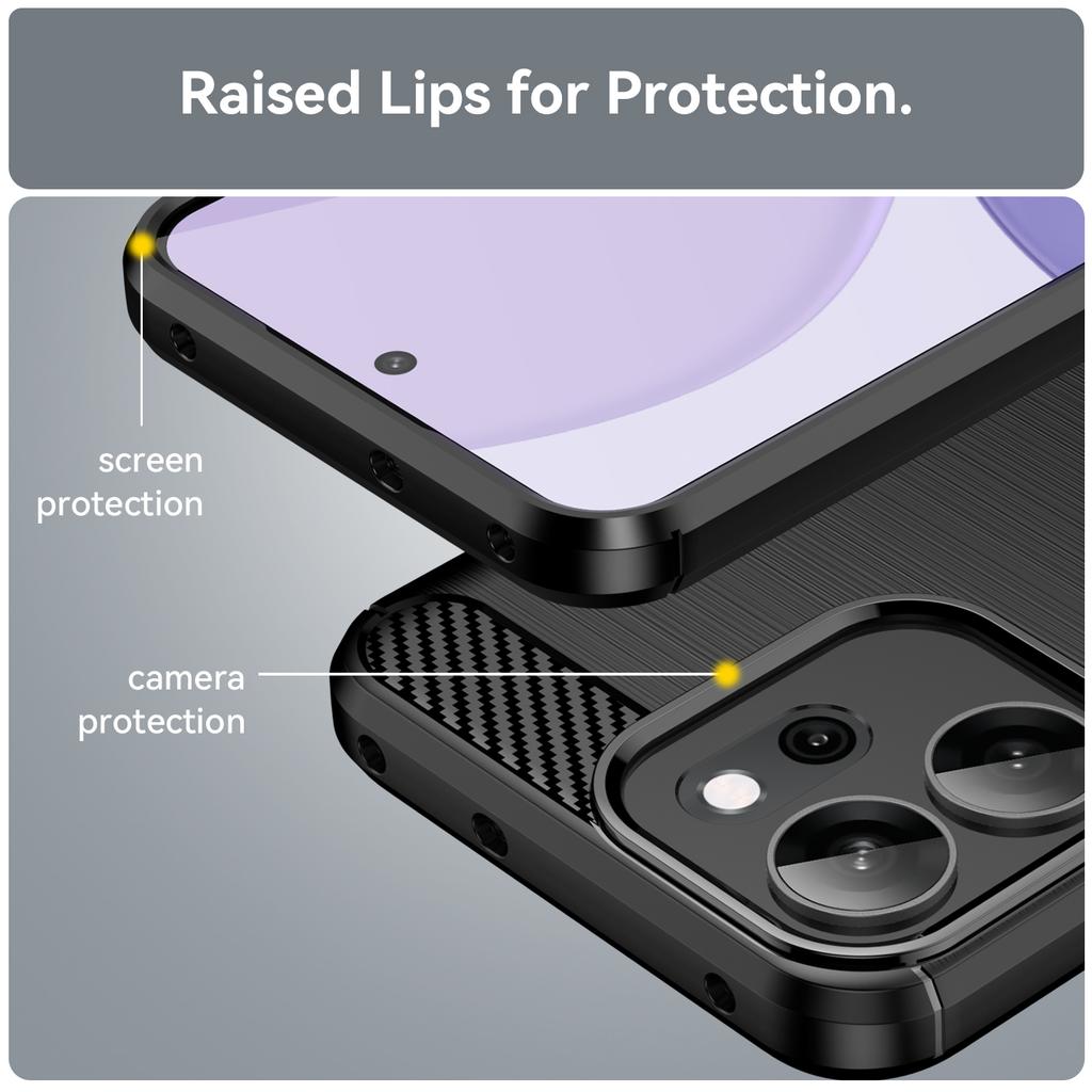 Dla Oppo Reno14 F 5G Etui Ochronne Pokrowiec na Telefon Tekstura Włókna Węglowego Szczotkowany