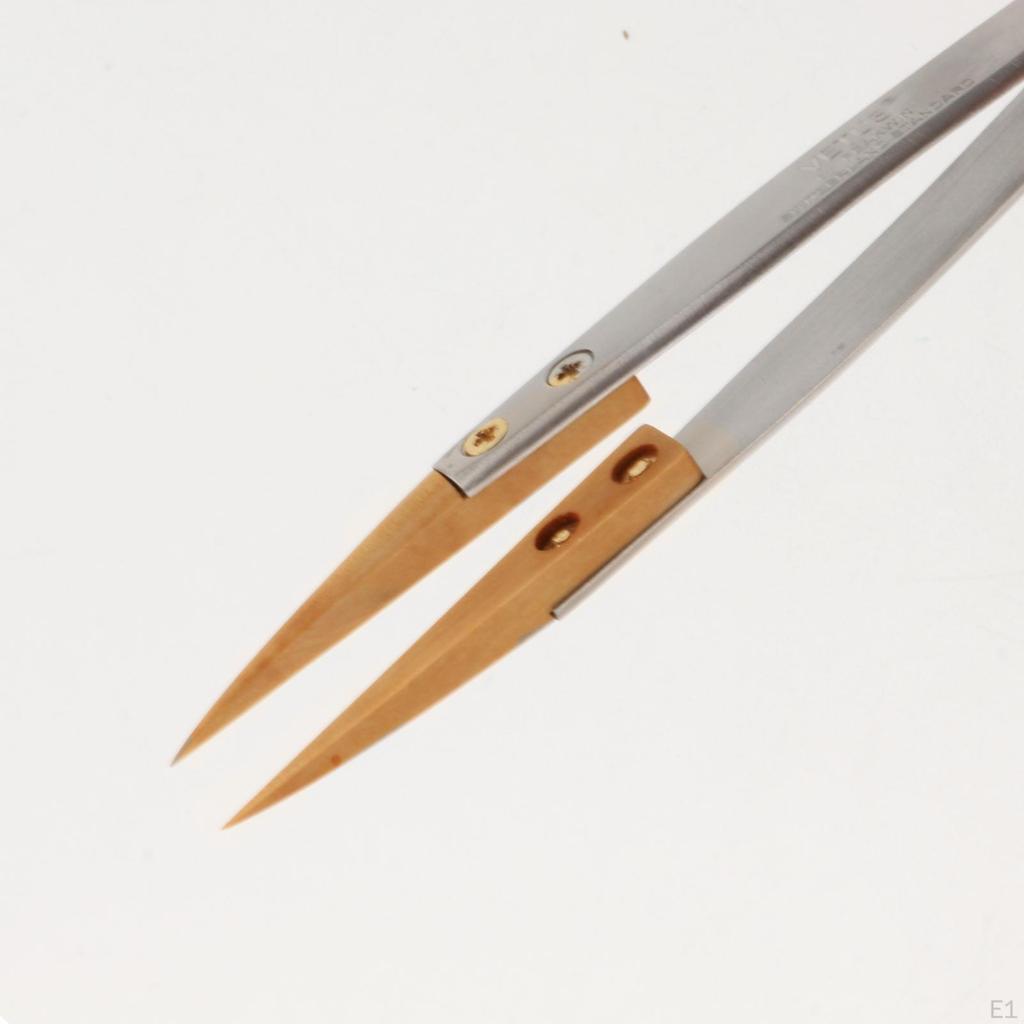 Pointed Boxwood Tweezers Watch Repair Tool Essential Jewellery with Storage Box Insulated for