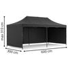 Folding Gazebo - SPRINGOS - GP0007 - 3x6 M - Black - Anti-corrosion Steel