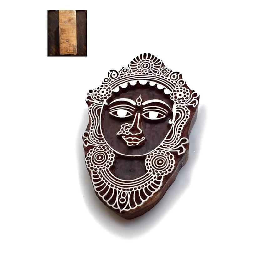 RSINC Arts Big Wooden Printing Block Devi Face (6 Inch) B089R7VPTZ