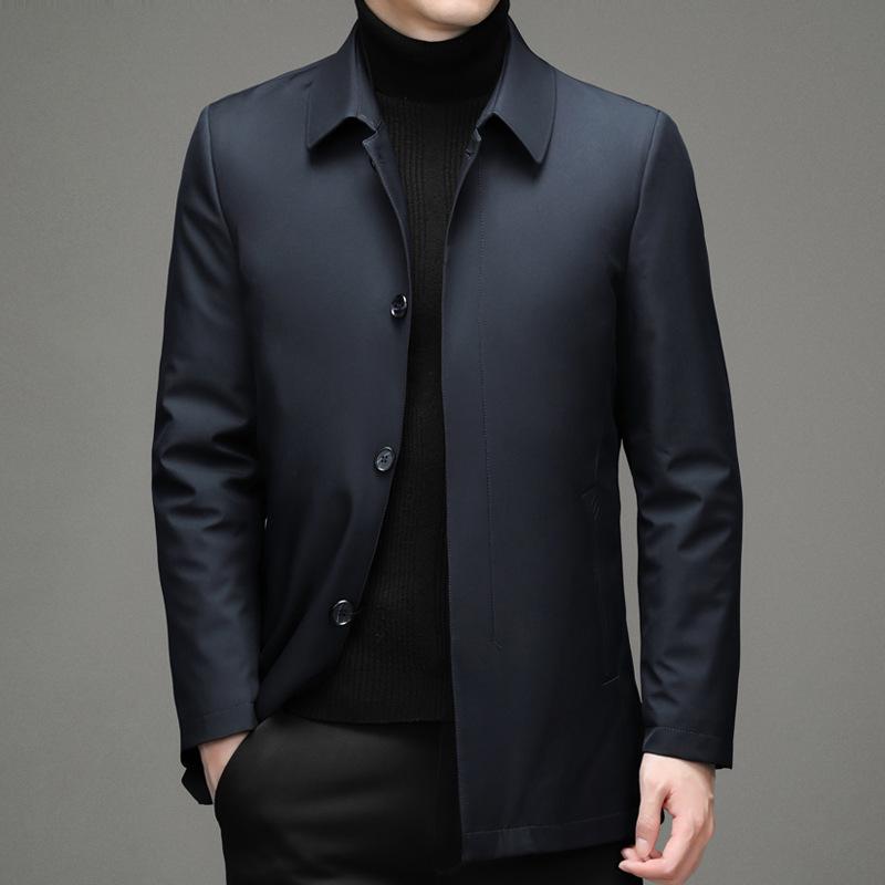 

Men s White Duck Down Jacket with Detachable Liner – Middle-aged & Elderly Lapel Outerwear L
