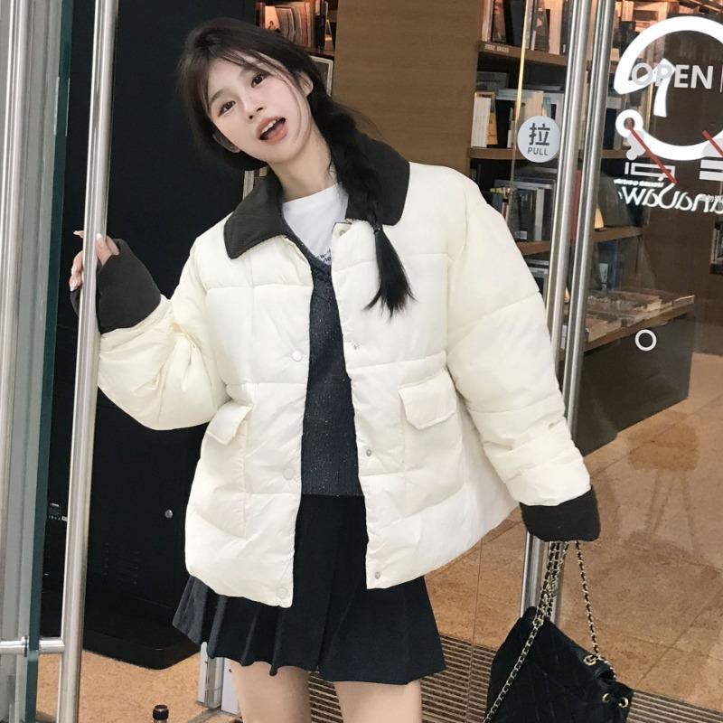 Padded Clothes Women's New Winter Corduroy Splicing Padded Clothes Large Size Padded Thick Jacket Padded Jacket