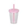 360ml Kreativer Dicker Strohhalm Bubble Tea Becher DIY Silikonstöpsel Doppellagig Kunststoffummantelt Rund Amerikanischer Stil Kaffeebecher