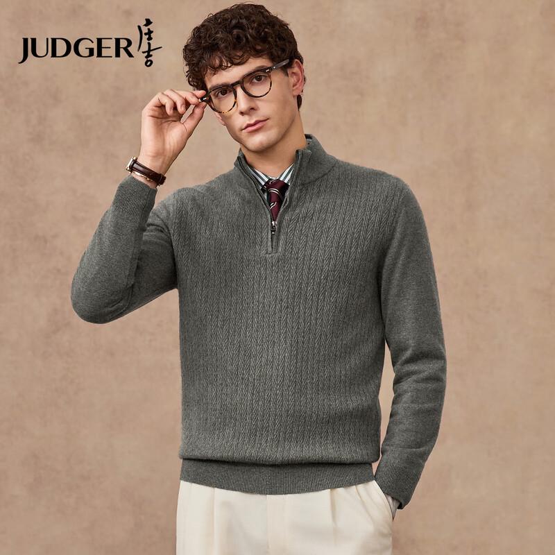 

Judger Men s Cashmere Blend Zipper Semi-High Neck Wool Sweater XL