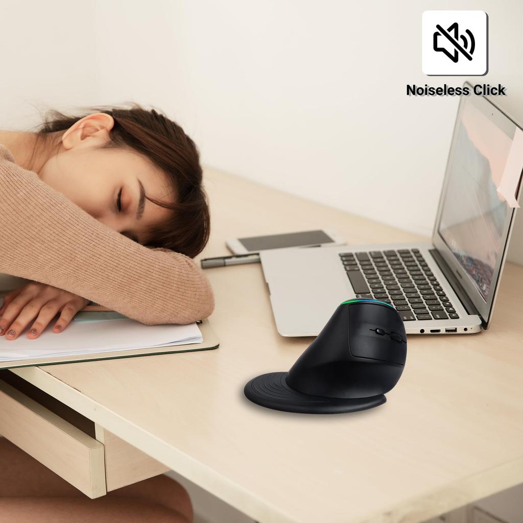 Vertical Wireless Mouse, USB, Bluetooth 5.1 Connection, 3 Modes, Large Size, RGB Lighting, Silent Operation, Rechargeable, 7 Buttons, Ergonomic