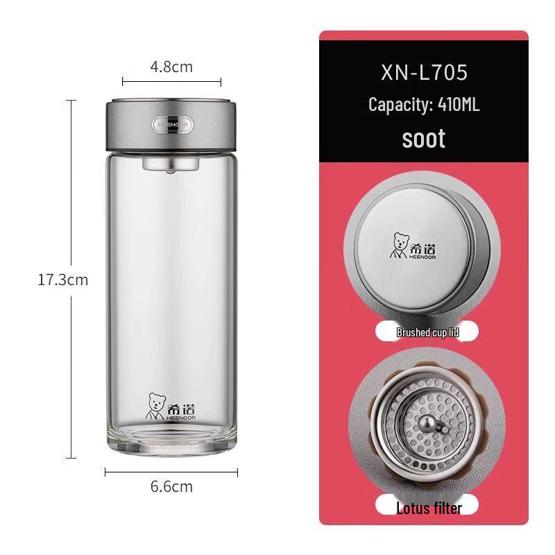 Heenoor Portable Borosilicate Glass Tea & Water Bottle with Infuser