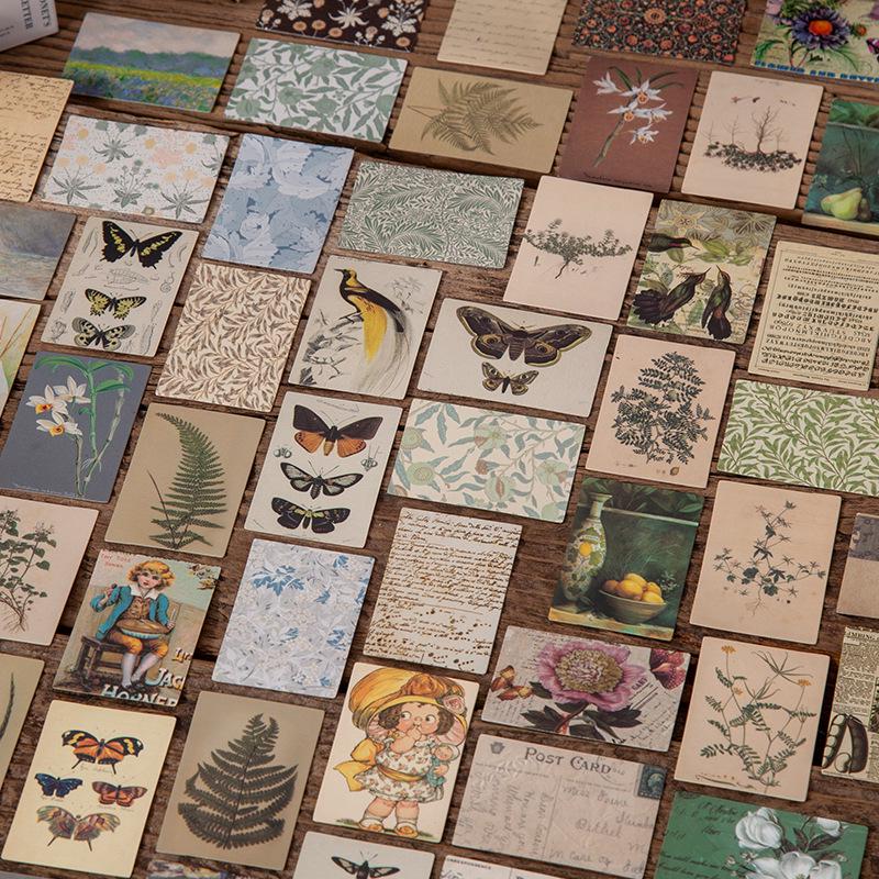 Mò Jìng 100 Mini Sticky Notes - Retro Journaling & Collage Material, 8 Styles, Little Library Series.