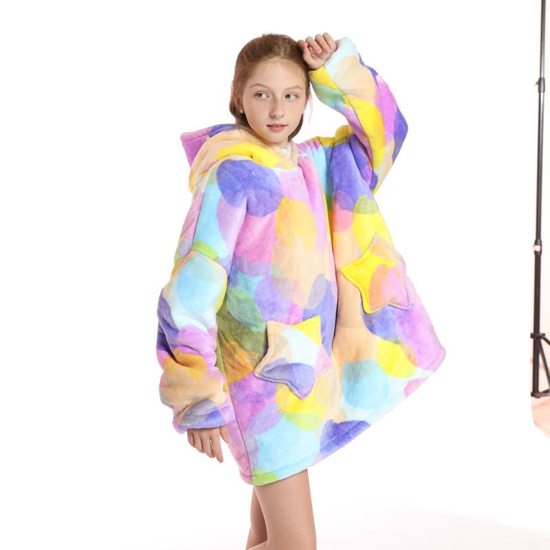 Autumn and Winter Sports and Leisure Warm TV Blanket Senior Children's Plush Comfortable Soft Bathrobe Warm Fluffy Robe