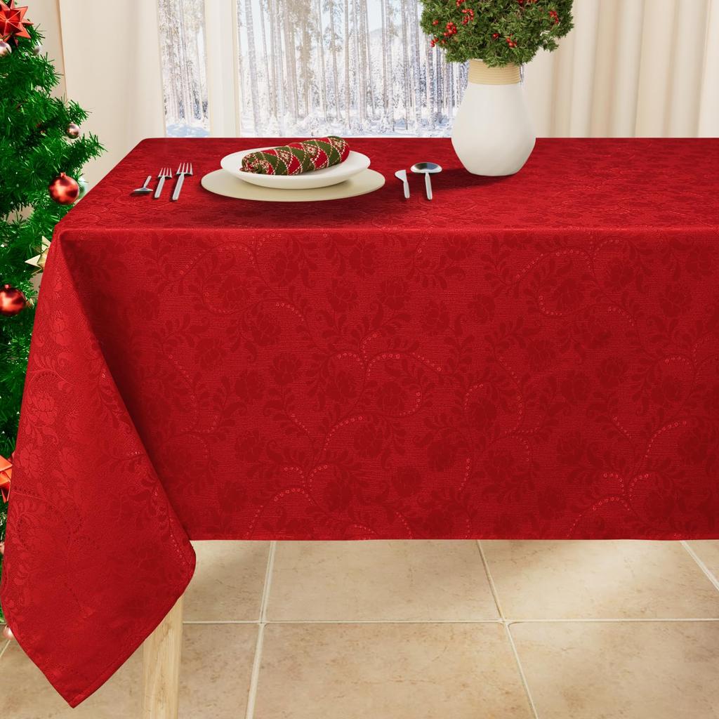 HAPIHAPPY Round Tablecloth Leaf Twig Diagram Polyester Tablecloth Rectangular For Banquet Hook Jacquard Table Cloth Waterproof