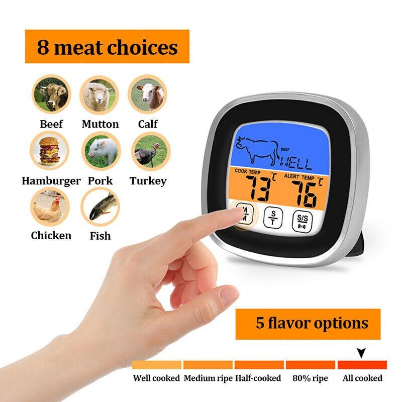 Termómetro digital para alimentos con pantalla LCD de lectura remota, sonda para carne, para cocinar en la cocina, barbacoa, pavo