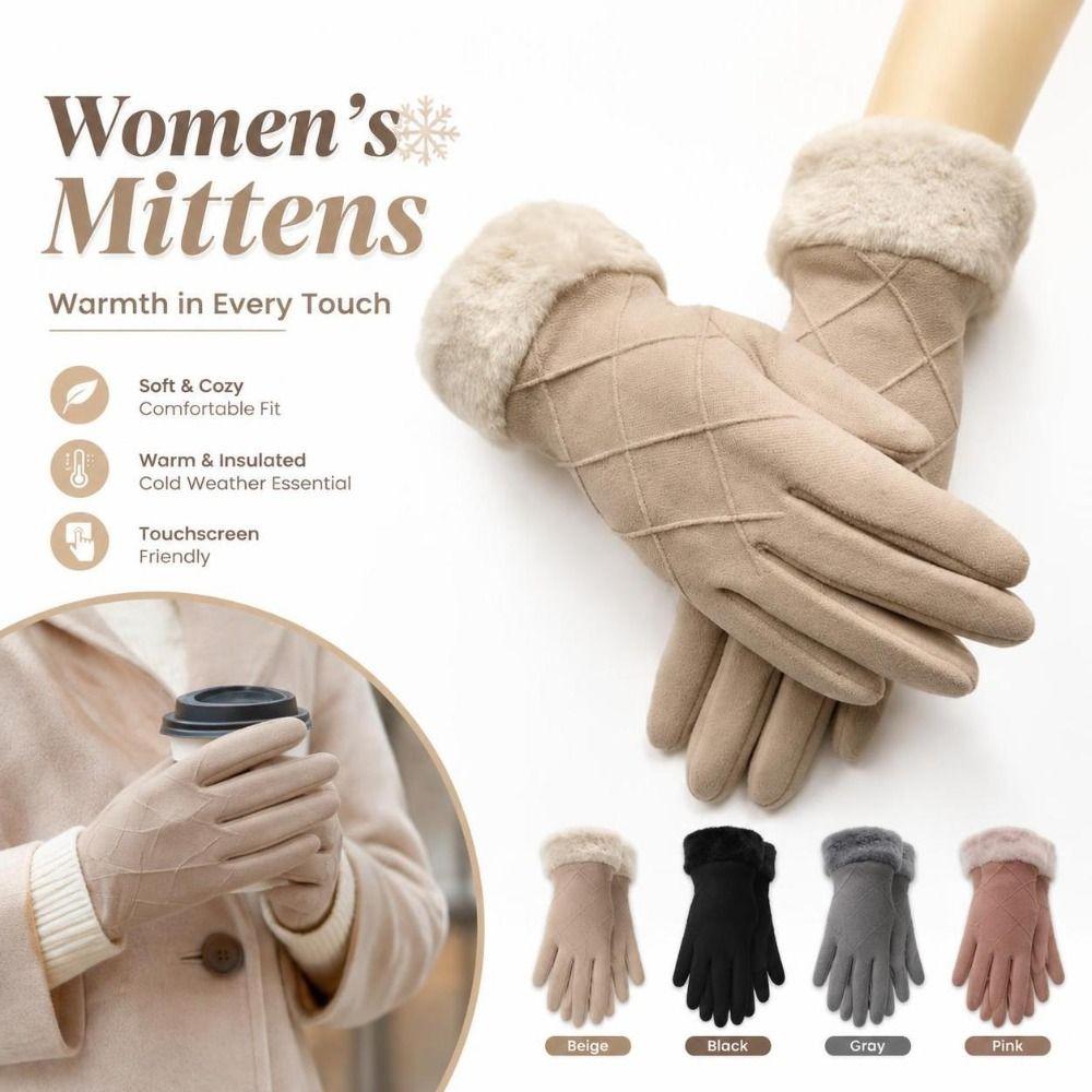 Thickened Winter Gloves Soft Fleece Cuffs Cycling Mittens New Women's Mittens  Cycling