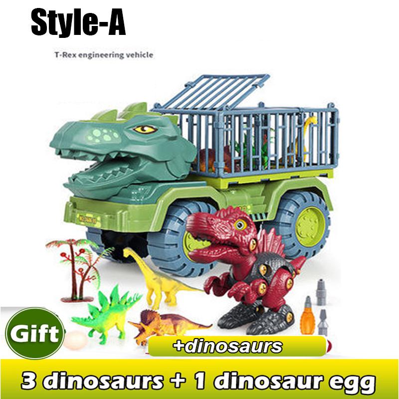 New Children's Car Toy Dinosaurs Transport Car with Dinosaur Large Engineering Vehicle Model Educational Toy Transport Vehicle Toy Boy Girl Gift