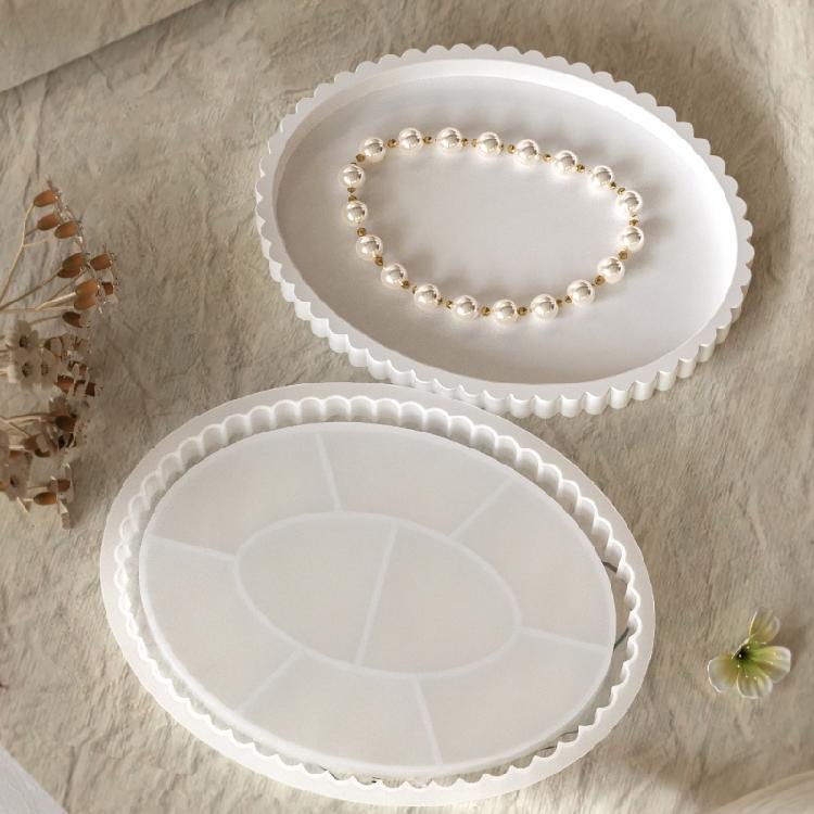Oval Coasters and Jewelry Trays Mold Creative Striped Oval Resin Mold For Handmade Jewelry And Trinkets Storage Box
