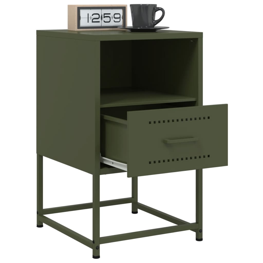 Nightstand Olive Green 36 X 39 X 60.5 Cm Steel