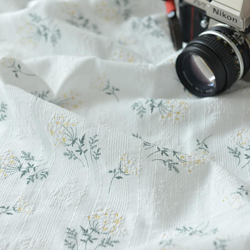 Pure Cotton fabric Small Jacquard imitation embroidery Material cotton clothing handmade DIY fabric skirt children's clothing fa