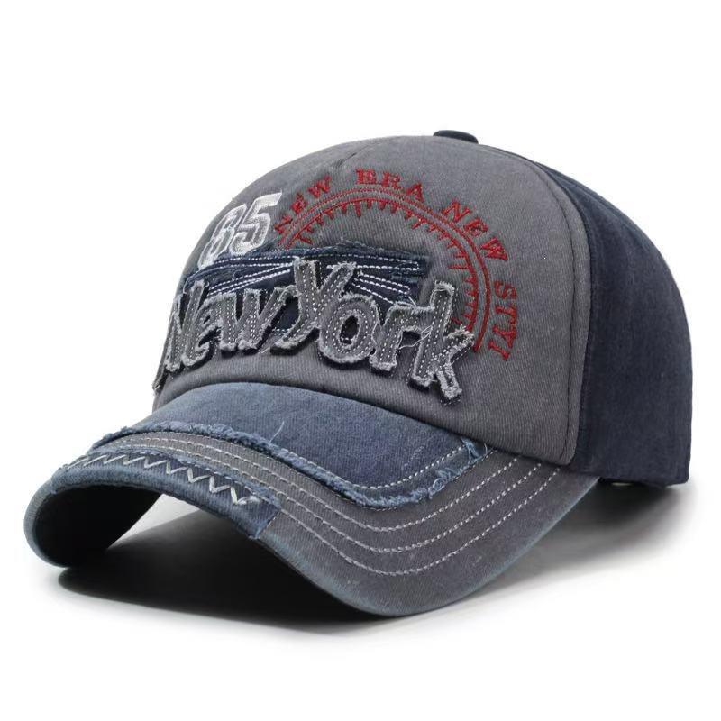 Baseball Cap Washed Cowboy Hat Men's and Women's Patch Alphabet Hat Outdoor Visor Hat American Retro Baseball Cap
