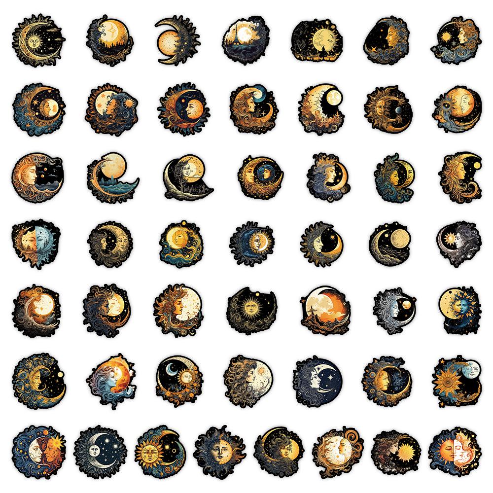 

50 Nordic Style Sun Moon Goddess Stickers: Waterproof Decorative Vinyl for Water Bottles & Laptops