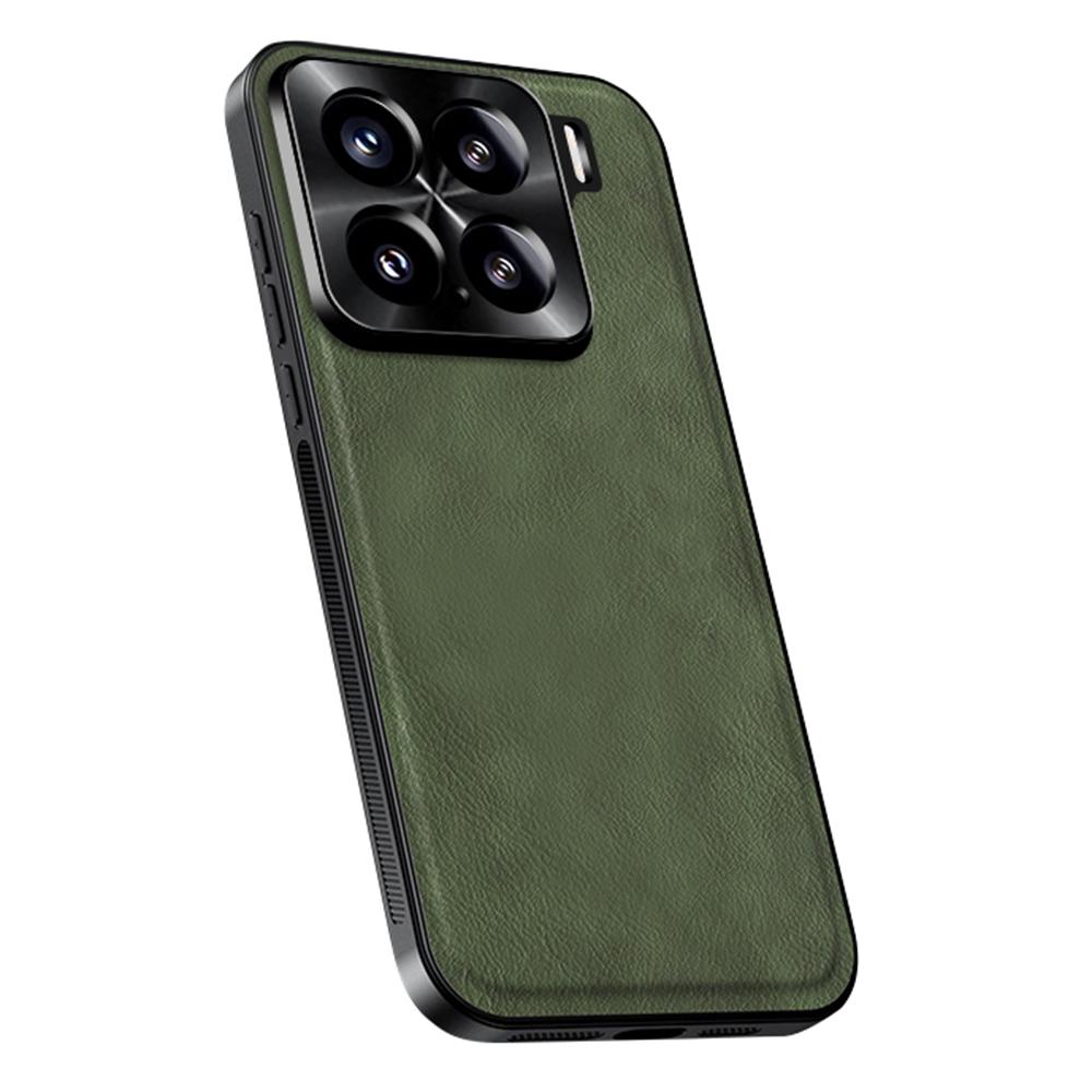 

Для Xiaomi 15 Чехол PU+TPU+PC Задняя крышка телефона с металлическим каркасом для объектива Green