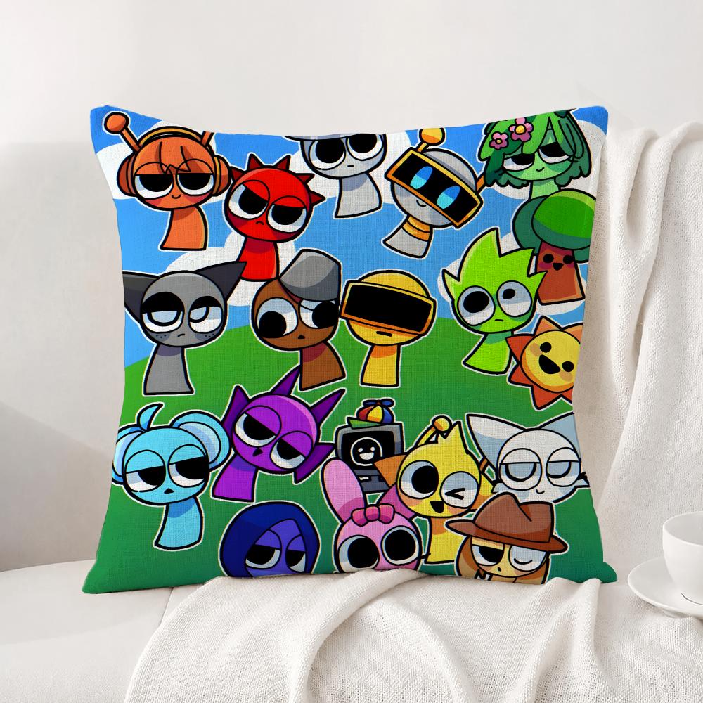 Game Sprunki Cushion Cover Natural Linen Pillowcase Set AllinOne Decor Cushion Cover for Sofa Bedroom Chair