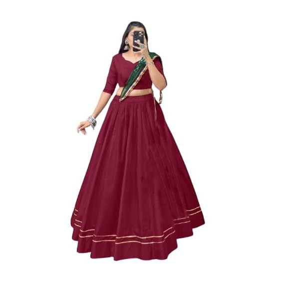 Women's Special Rayon Cotton Lehenga With Gotta Patti Touch Navratri Special All Lehenga Choli ,Unstiched Blouse