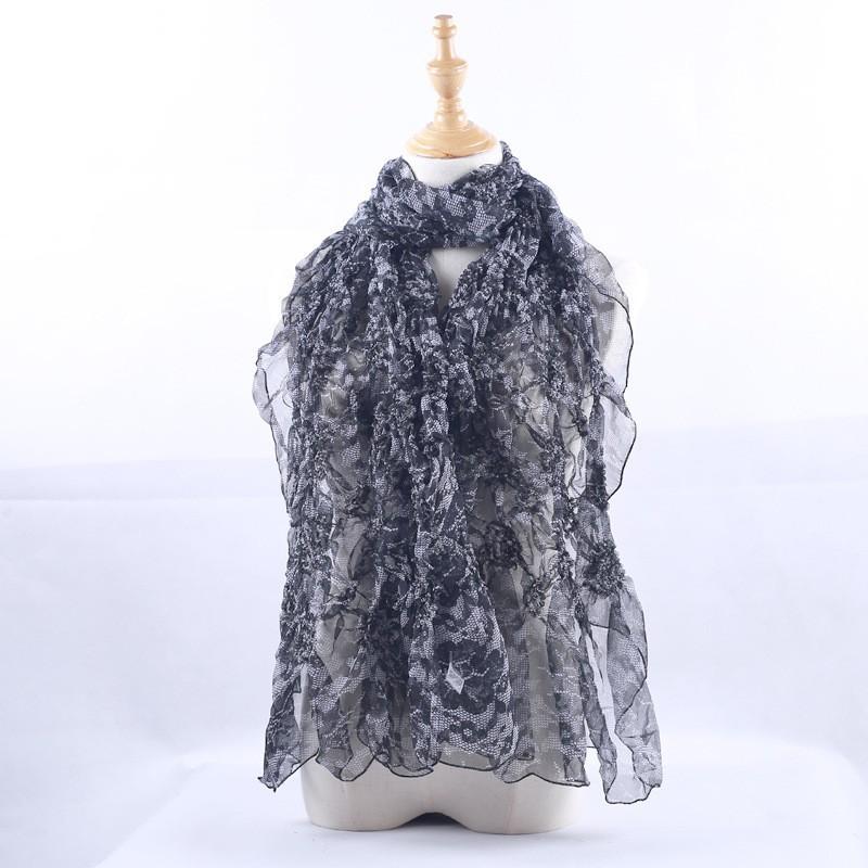 Lightweight Chiffon Scarf With Floral Print Elastic Edge Wrap Shawl Women Sun Protection Accessory Fashionable Office Wear