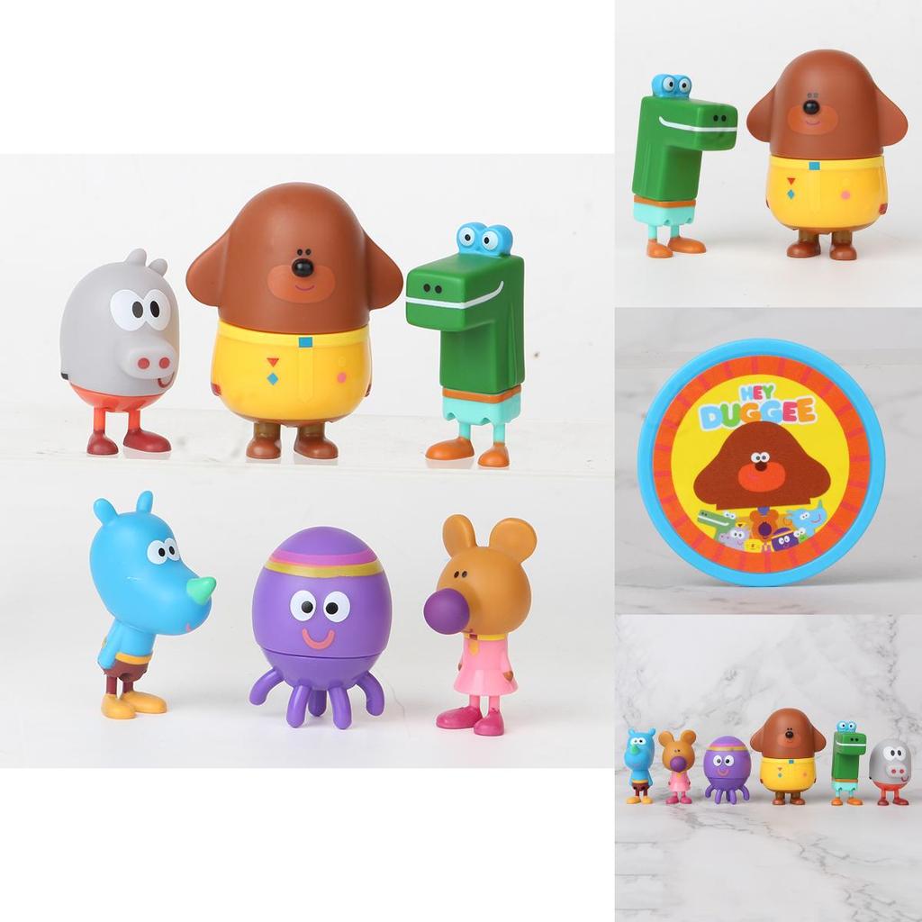 Delizioso set di 6 personaggi d'azione di Hey Duggee con distintivo, perfetto per i bambini a Natale.