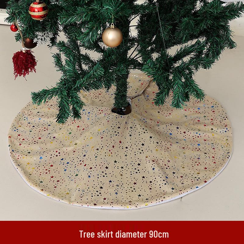 Velvet Tree Skirt with Five-Pointed Star for Christmas Decoration