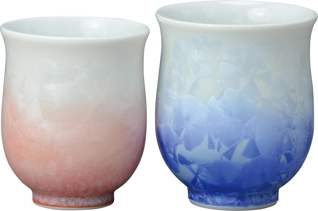 Aito (aito) Kyoto ware, Kiyomizu ware, Touan kiln, set of teacups, flower crystal (white with blue and red) kta162