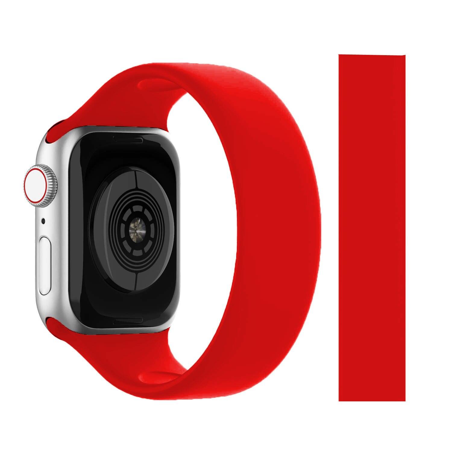 

Solo Loop для Apple Watch ремешок 44 мм, 40 мм, 45 мм, 41 мм, 38 мм, 42 мм, эластичный силиконовый ремешок для часов, браслет iWatch serie 7 6 5/4/3 SE Band 38mm 40mm 41mm&L красный