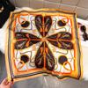 Spring Retro Chain Fringed Printed Square Scarf Women's Fashion Decorative Headband Scarf Silk Scarf Neck Protection Shawl Batch
