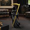Hooded Skeleton Book Figurine 3D Printed Female Grim Reaper Statue, Faceless Gothic Resin with Detachable Mystical Fantasy Room Accents Scythe,