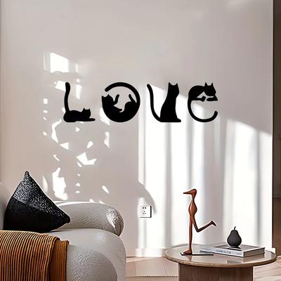 4 Stück/Set Niedliche Katze Metall Wanddeko - Abstrakte Heim-Wandkunst für Raumdekoration. Gotischer Stil, Ideal für den Valentinstag