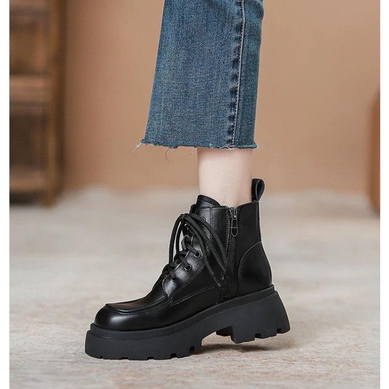 thick-soled Martin boots women's autumn new small height-increasing side zipper versatile locomotive short boots