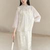 Damen Chinesischer Stil Bestickter Tang-Anzug Zweiteiler: Sommer Jacquard Spaghetti-Träger Kleid & Top.