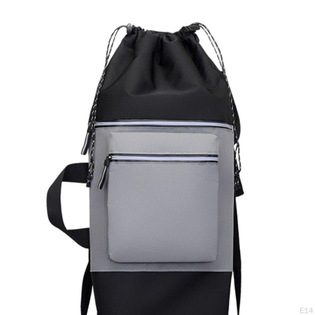 Skateboard Backpack Drawstring Closure Multifunctional Lightweight Longboard Carry Bag Organizer for