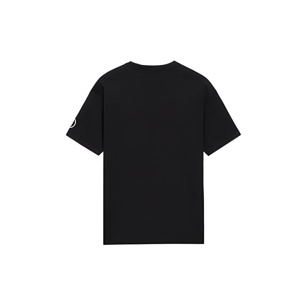 Li Ning Wade Series Solid Color Letter Logo Antibacterial UV Resistant Round Neck Casual T-Shirt Unisex T-Shirt Black ATSS417-1